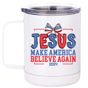 Jesus Make America Believe Again 2024 Vote Funny Patriotic 12 oz Stainless Steel Tumbler Cup