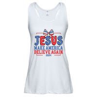 Jesus Make America Believe Again 2024 Vote Funny Patriotic Ladies Essential Flowy Tank