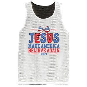 Jesus Make America Believe Again 2024 Vote Funny Patriotic Mesh Reversible Basketball Jersey Tank