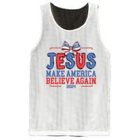 Jesus Make America Believe Again 2024 Vote Funny Patriotic Mesh Reversible Basketball Jersey Tank