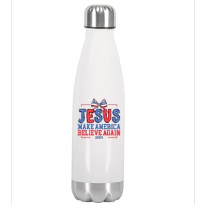 Jesus Make America Believe Again 2024 Vote Funny Patriotic Stainless Steel Insulated Water Bottle