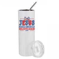 Jesus Make America Believe Again 2024 Vote Funny Patriotic Stainless Steel Tumbler