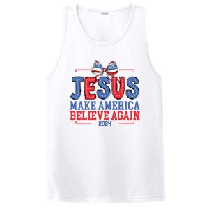 Jesus Make America Believe Again 2024 Vote Funny Patriotic PosiCharge Competitor Tank