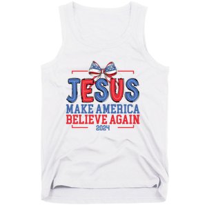 Jesus Make America Believe Again 2024 Vote Funny Patriotic Tank Top