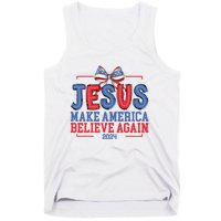 Jesus Make America Believe Again 2024 Vote Funny Patriotic Tank Top