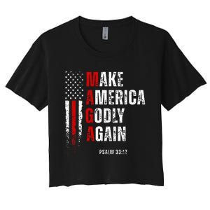 Jesus Make America Godly Again American Patriot Christian Women's Crop Top Tee