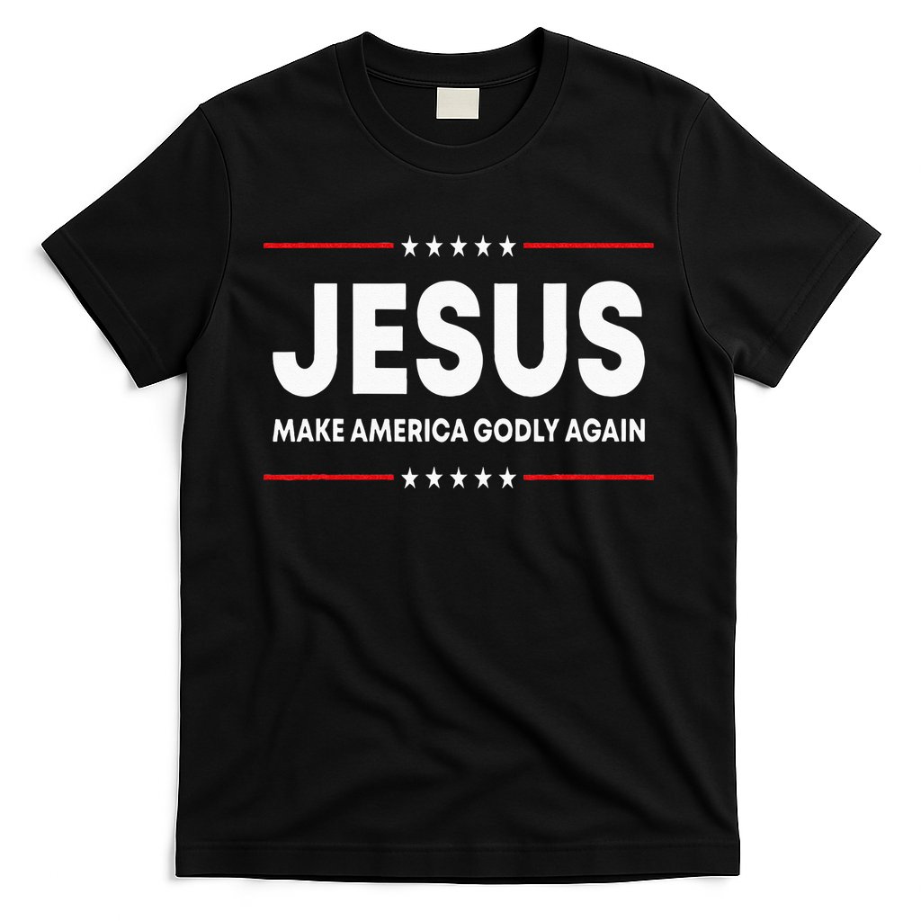 Jesus Make America Godly Again Patriotic Christian Faith USA T-Shirt