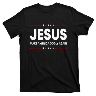 Jesus Make America Godly Again Patriotic Christian Faith USA T-Shirt