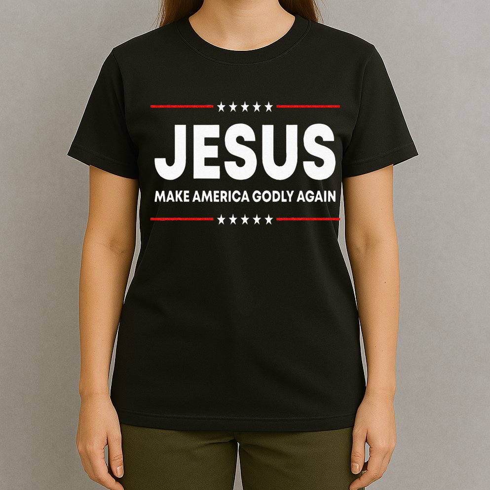 Jesus Make America Godly Again Patriotic Christian Faith USA T-Shirt