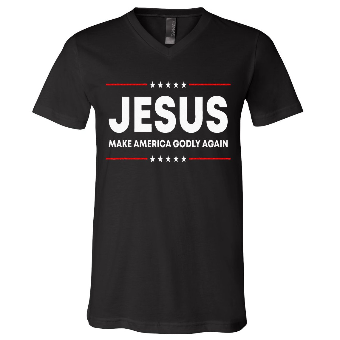 Jesus Make America Godly Again Patriotic Christian Faith USA V-Neck T-Shirt