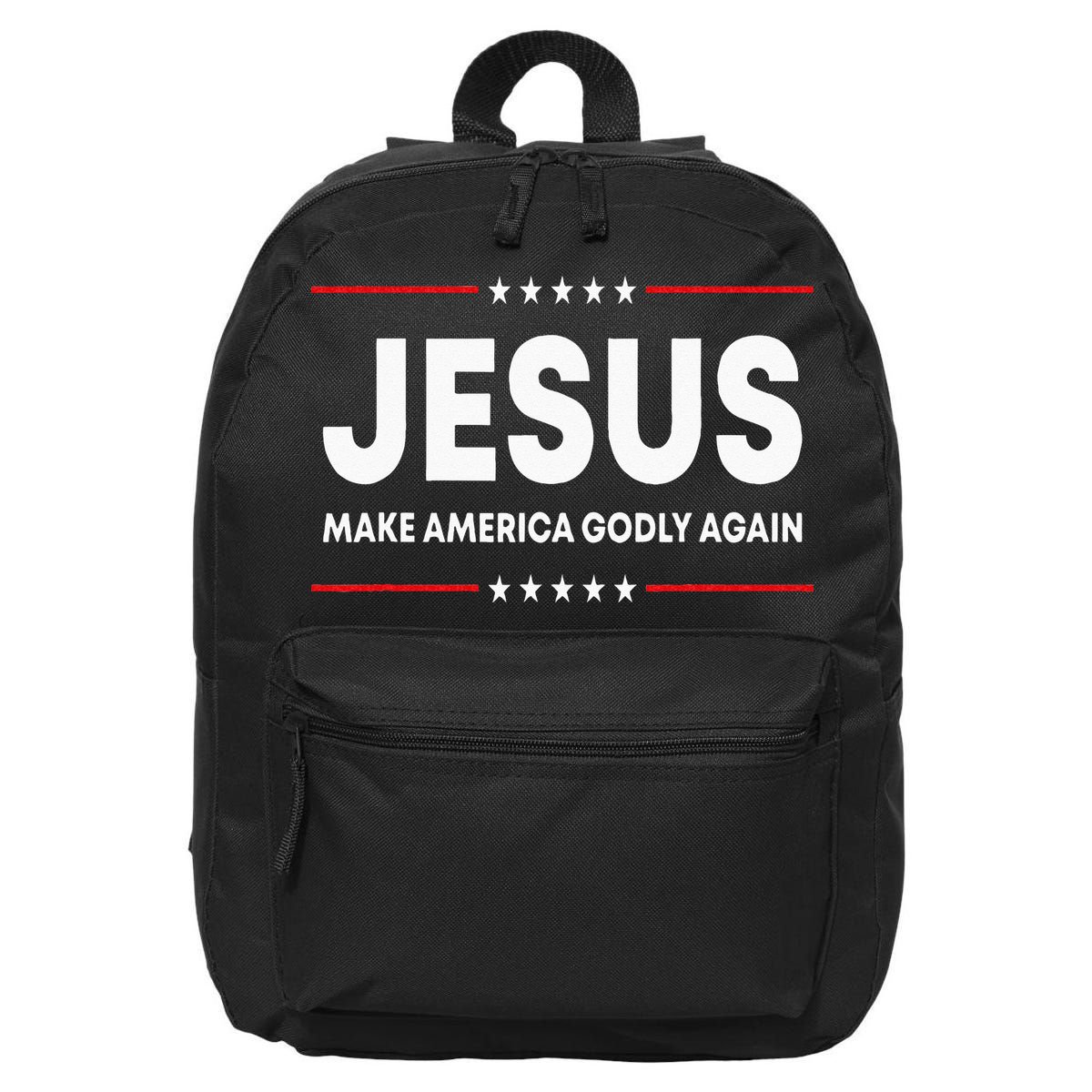 Jesus Make America Godly Again Patriotic Christian Faith USA 16 in Basic Backpack
