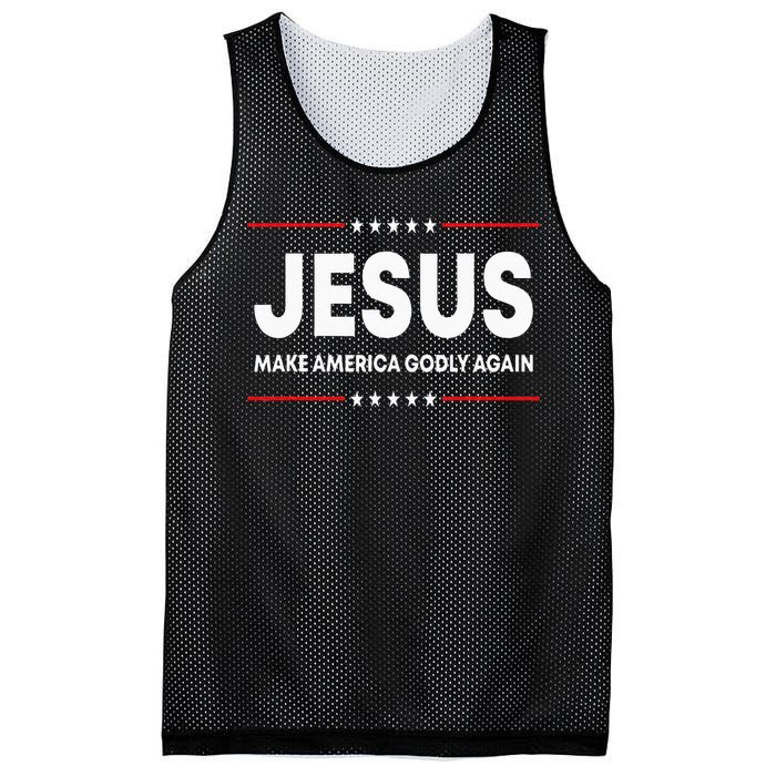 Jesus Make America Godly Again Patriotic Christian Faith USA Mesh Reversible Basketball Jersey Tank