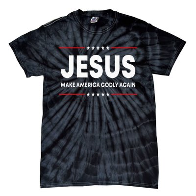 Jesus Make America Godly Again Patriotic Christian Faith USA Tie-Dye T-Shirt