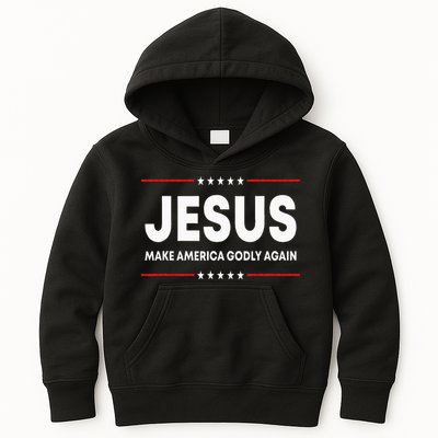 Jesus Make America Godly Again Patriotic Christian Faith USA Kids Hoodie