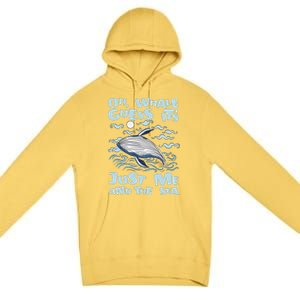 Just Me And The Sea Blue Beluga Cetacea Whale Watching Premium Pullover Hoodie