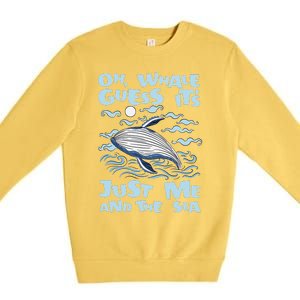 Just Me And The Sea Blue Beluga Cetacea Whale Watching Premium Crewneck Sweatshirt