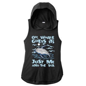 Just Me And The Sea Blue Beluga Cetacea Whale Watching Ladies PosiCharge Tri-Blend Wicking Draft Hoodie Tank