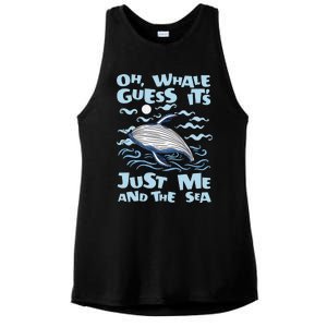 Just Me And The Sea Blue Beluga Cetacea Whale Watching Ladies PosiCharge Tri-Blend Wicking Tank