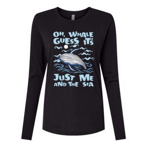 Just Me And The Sea Blue Beluga Cetacea Whale Watching Womens Cotton Relaxed Long Sleeve T-Shirt