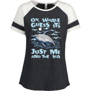 Just Me And The Sea Blue Beluga Cetacea Whale Watching Enza Ladies Jersey Colorblock Tee