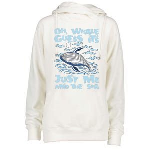 Just Me And The Sea Blue Beluga Cetacea Whale Watching Womens Funnel Neck Pullover Hood