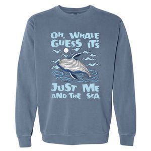 Just Me And The Sea Blue Beluga Cetacea Whale Watching Garment-Dyed Sweatshirt