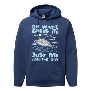 Just Me And The Sea Blue Beluga Cetacea Whale Watching Performance Fleece Hoodie