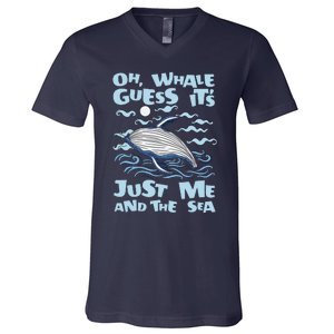 Just Me And The Sea Blue Beluga Cetacea Whale Watching V-Neck T-Shirt