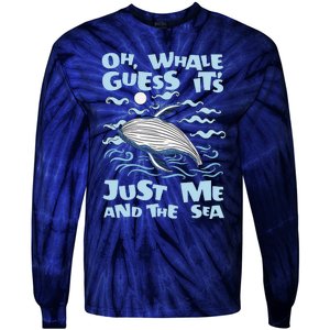 Just Me And The Sea Blue Beluga Cetacea Whale Watching Tie-Dye Long Sleeve Shirt