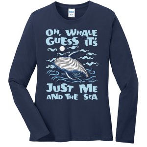 Just Me And The Sea Blue Beluga Cetacea Whale Watching Ladies Long Sleeve Shirt