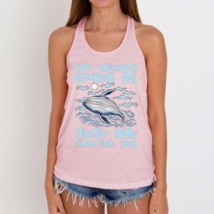 Just Me And The Sea Blue Beluga Cetacea Whale Watching Women's Knotted Racerback Tank