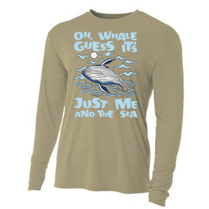 Just Me And The Sea Blue Beluga Cetacea Whale Watching Cooling Performance Long Sleeve Crew