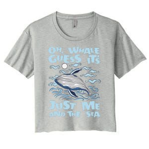 Just Me And The Sea Blue Beluga Cetacea Whale Watching Women's Crop Top Tee