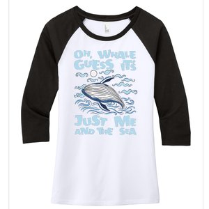 Just Me And The Sea Blue Beluga Cetacea Whale Watching Women's Tri-Blend 3/4-Sleeve Raglan Shirt