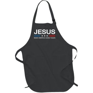 Jesus Make America Godly Again Christian Patriot God Faith Full-Length Apron With Pockets