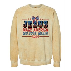 Jesus Make America Believe Again 2024 Election Usa Colorblast Crewneck Sweatshirt