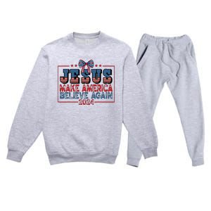 Jesus Make America Believe Again 2024 Election Usa Premium Crewneck Sweatsuit Set