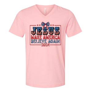 Jesus Make America Believe Again 2024 Election Usa V-Neck T-Shirt