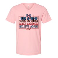 Jesus Make America Believe Again 2024 Election Usa V-Neck T-Shirt