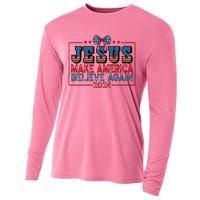 Jesus Make America Believe Again 2024 Election Usa Cooling Performance Long Sleeve Crew