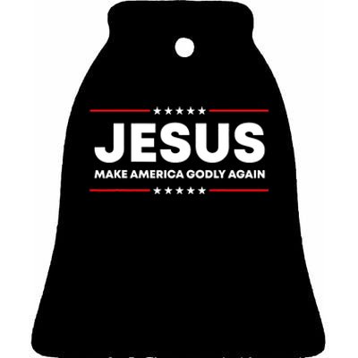 Jesus Make America Godly Again Patriotic Christian Faith USA Ceramic Bell Ornament