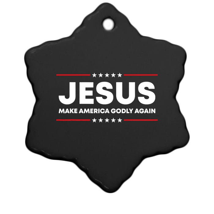 Jesus Make America Godly Again Patriotic Christian Faith USA Ceramic Star Ornament