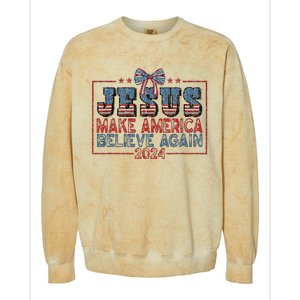 Jesus Make America Believe Again 2024 Colorblast Crewneck Sweatshirt