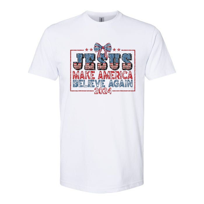 Jesus Make America Believe Again 2024 Softstyle CVC T-Shirt