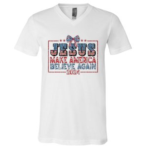 Jesus Make America Believe Again 2024 V-Neck T-Shirt