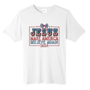 Jesus Make America Believe Again 2024 Tall Fusion ChromaSoft Performance T-Shirt