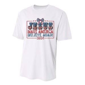 Jesus Make America Believe Again 2024 Performance Sprint T-Shirt