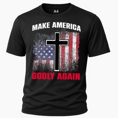 Jesus Make America Godly Again American Patriot Christian Cooling Performance Crew T-Shirt