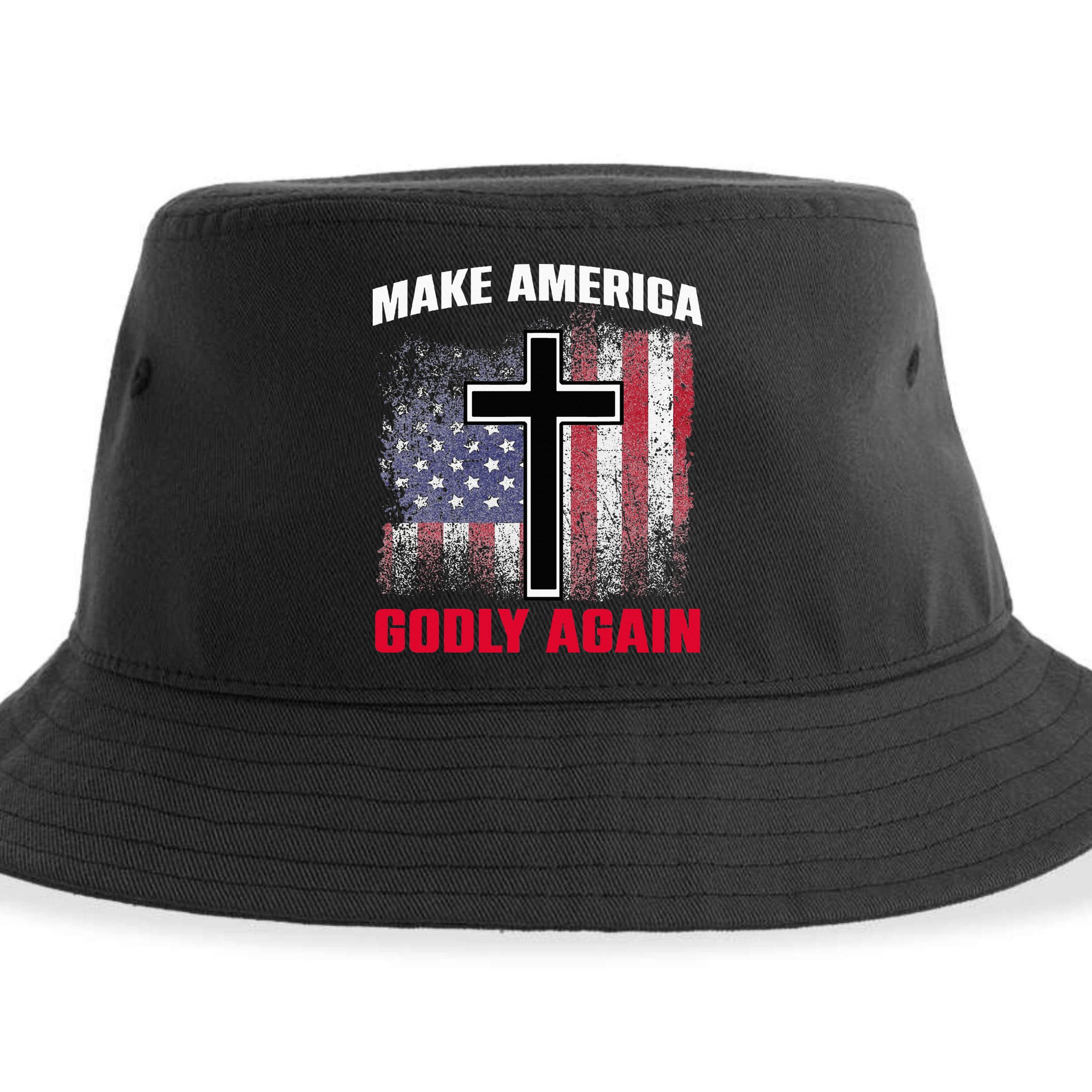 Jesus Make America Godly Again American Patriot Christian Sustainable Bucket Hat