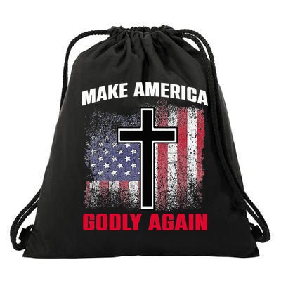 Jesus Make America Godly Again American Patriot Christian Drawstring Bag